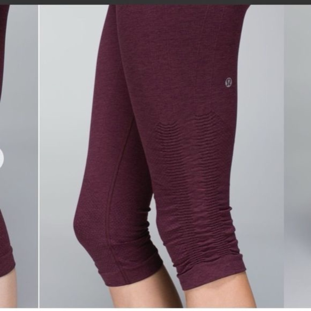 Lululemon In The Flow Crop II Heathered Bordeaux Drama - Picture 1 of 3